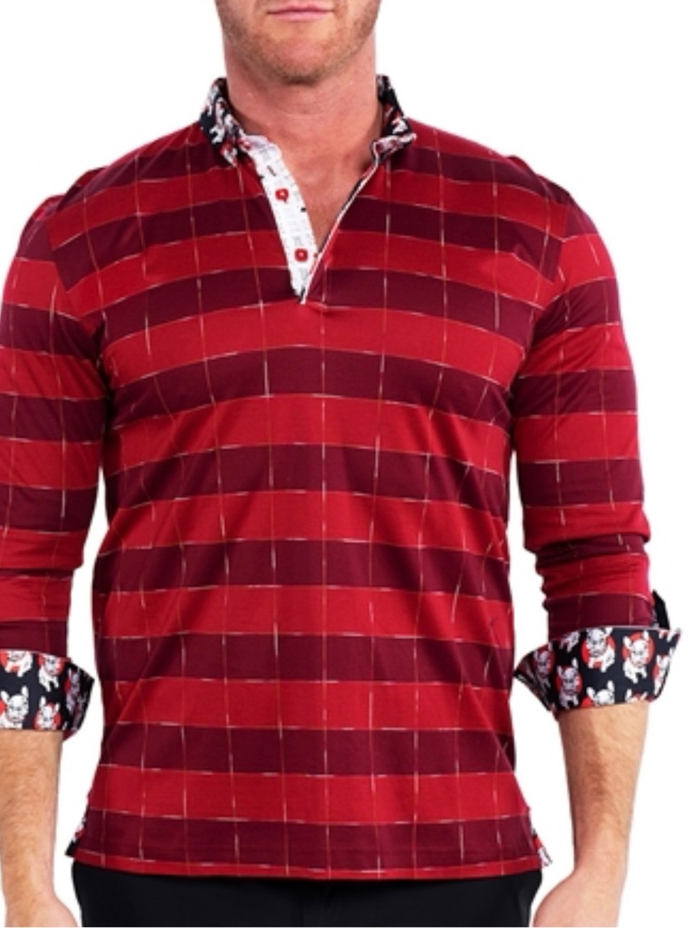 MACEOO Polo Newton Blocks Red Polo Shirt Size Small